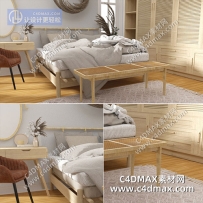 C4DOC工程-卧室场景工程室内场景工程室内场景模型卧室场景模型