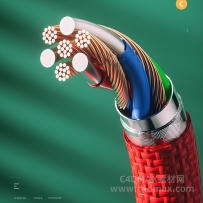 C4DOC工程-数据线切面工程 数据线模型 数据线芯模型