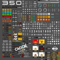 350种标志标识图标科幻元素指示贴纸素材包 350-SciFi-Decal-Machine-Ready