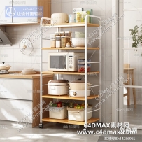 现代 置物架3D模型 厨房置物架调料架3d模型ID-14286965