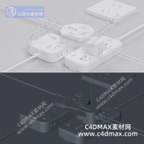 C4D模型/oc工程-排插模型插座模型接线板模型排插Octane工程