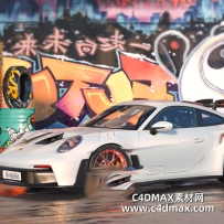 C4DOC工程- 保时捷911模型保时捷模型跑车汽车场景