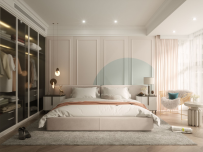 23 C4D卧室场景床被子枕头室内设计octane渲染器石膏墙体欧式墙体