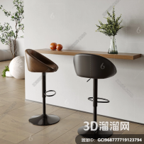 现代吧台椅组合3D模型